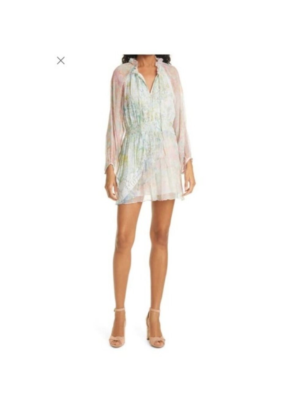 LoveShackFancy NWT Glass Floral Print Long Sleeve Minidress Size 0